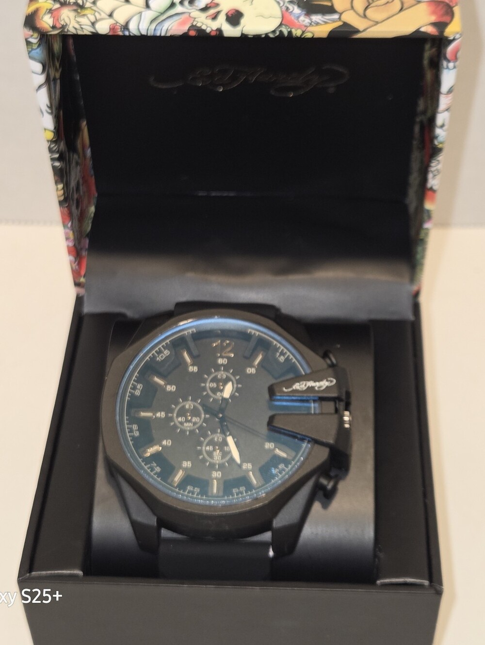 Ed Hardy Singles Chronograph watch Blacked Out 50445 New In Box
